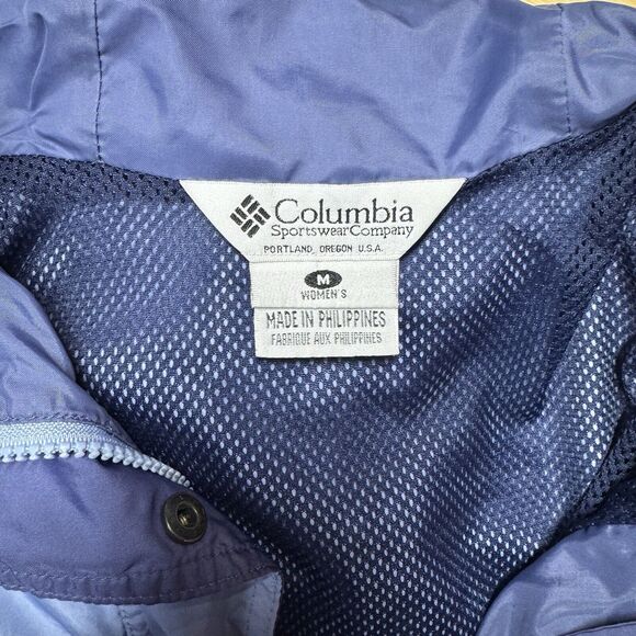 Columbia Rain Windbreaker Blue Two Tone Coat‎ Jacket with Hoodie Size Medium - Picture 2 of 5